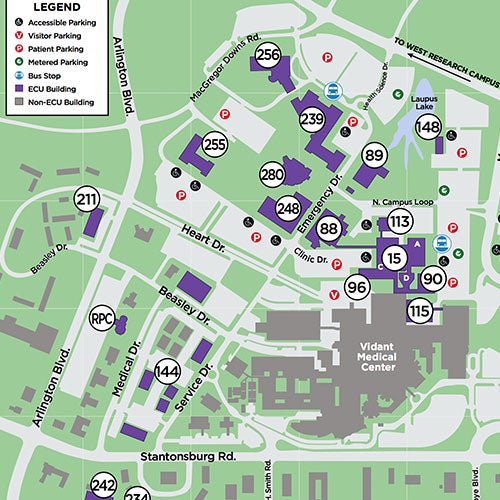 Map Of Ecu Campus PDF Maps | Information | ECU